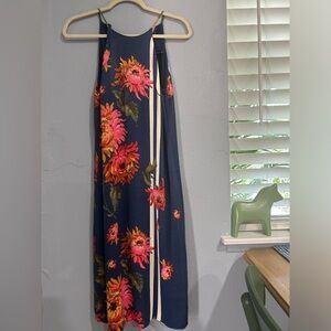 Maxi length , navy blue with floral,